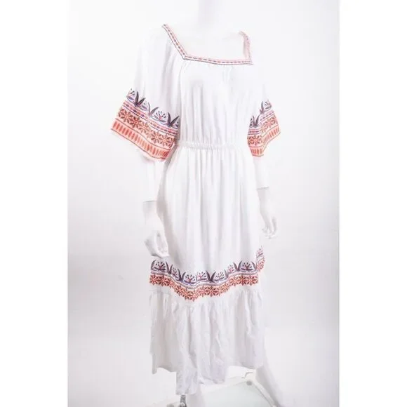 Boden Womens Jersey Embroidered Midi Dress UK 18 US 14 White Boho D0263 NWT - Picture 3 of 7